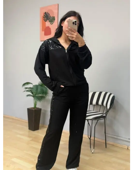 Kadın Iki Iplik Kumaş Pul Ve Fermuar Detaylı Ikili Takım