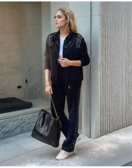 Omarı Fermuar Detaylı Kadın İkili Takım