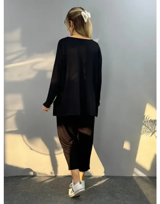 Kadın Iki Iplik Viskon Pamuk Kumaş Arma Detaylı Ikili Takım