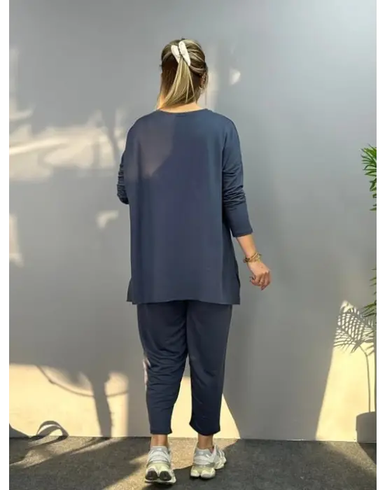 Kadın Iki Iplik Viskon Pamuk Kumaş Arma Detaylı Ikili Takım