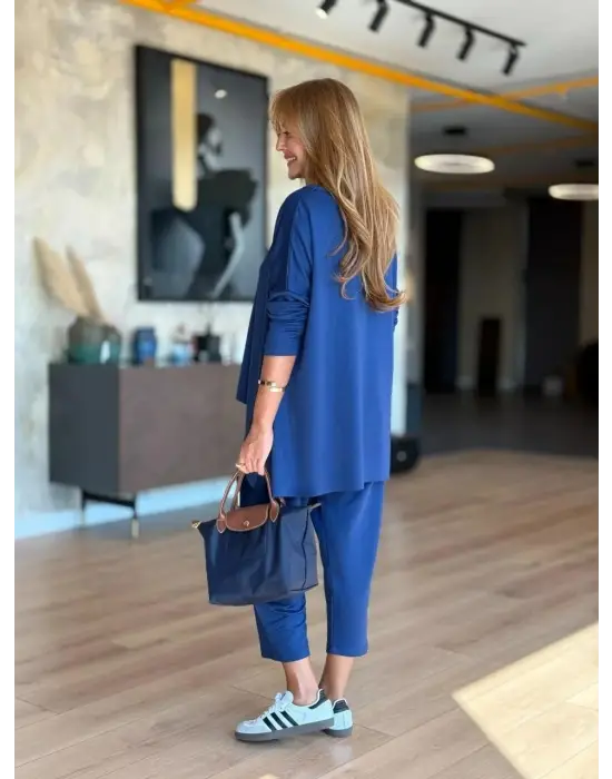 Kadın Iki Iplik Viskon Pamuk Kumaş Arma Detaylı Ikili Takım