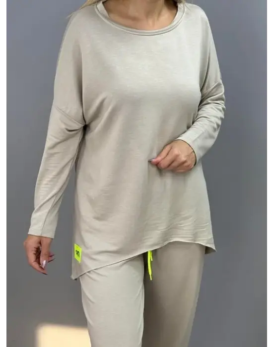 Kadın Iki Iplik Viskon Pamuk Kumaş Arma Detaylı Ikili Takım