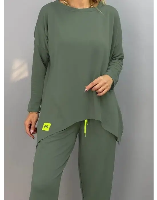 Kadın Iki Iplik Viskon Pamuk Kumaş Arma Detaylı Ikili Takım