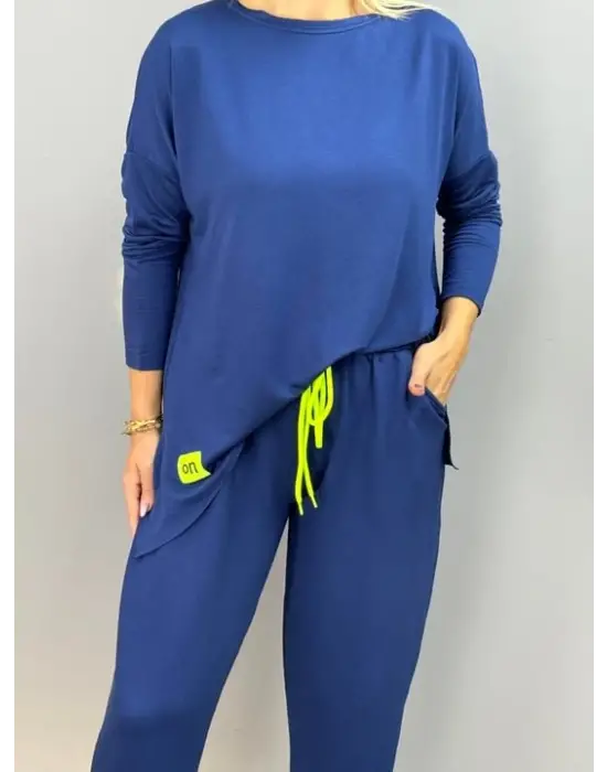 Kadın Iki Iplik Viskon Pamuk Kumaş Arma Detaylı Ikili Takım