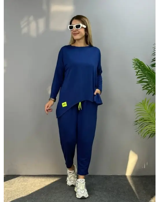 Kadın Iki Iplik Viskon Pamuk Kumaş Arma Detaylı Ikili Takım