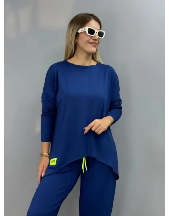 Kadın Iki Iplik Viskon Pamuk Kumaş Arma Detaylı Ikili Takım