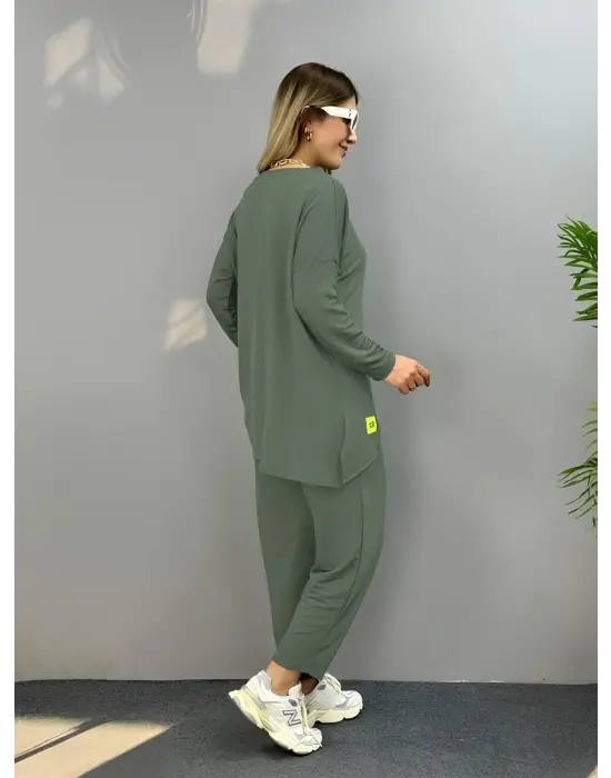 Kadın Iki Iplik Viskon Pamuk Kumaş Arma Detaylı Ikili Takım