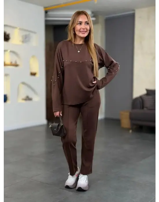 Kadın Inci Detay Modal Kumaş Ikili Takım