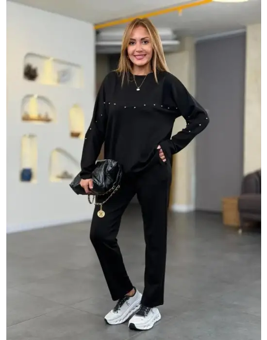 Kadın Inci Detay Modal Kumaş Ikili Takım