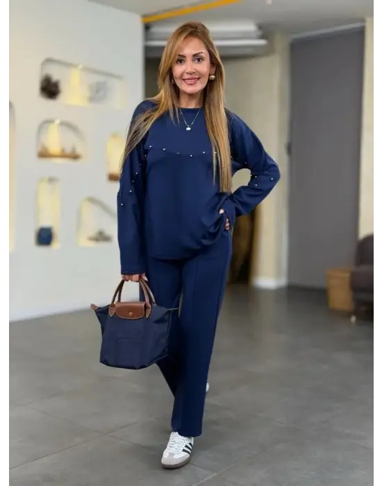 Kadın Inci Detay Modal Kumaş Ikili Takım