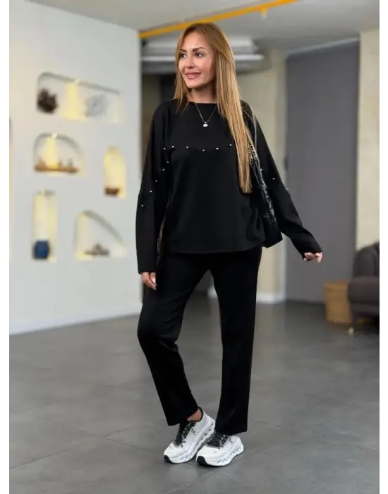 Kadın Inci Detay Modal Kumaş Ikili Takım