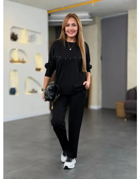 Kadın Inci Detay Modal Kumaş Ikili Takım