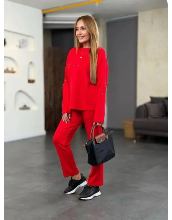 Kadın Inci Detay Modal Kumaş Ikili Takım