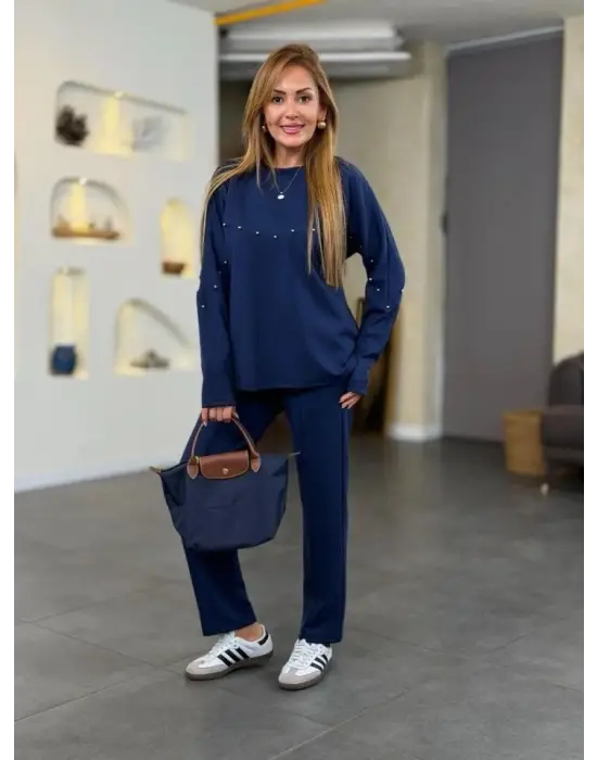 Kadın Inci Detay Modal Kumaş Ikili Takım