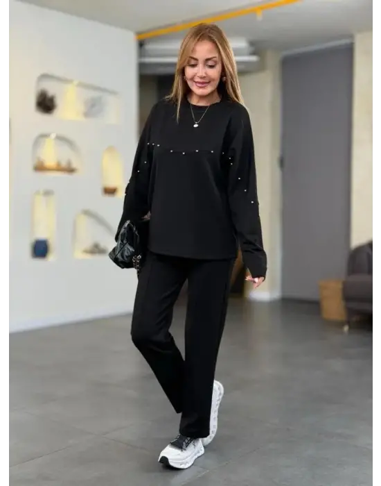 Kadın Inci Detay Modal Kumaş Ikili Takım