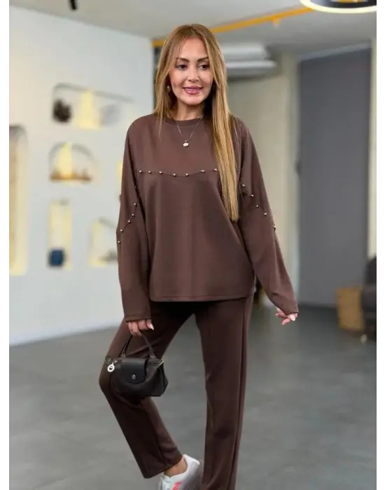 Kadın Inci Detay Modal Kumaş Ikili Takım