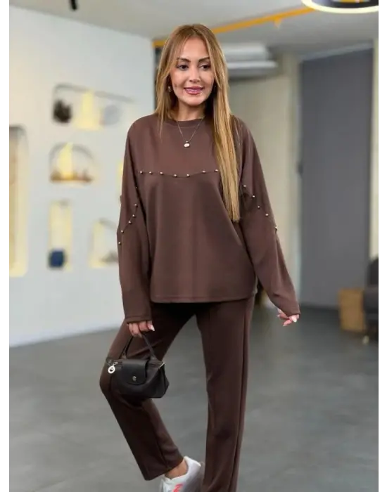 Kadın Inci Detay Modal Kumaş Ikili Takım