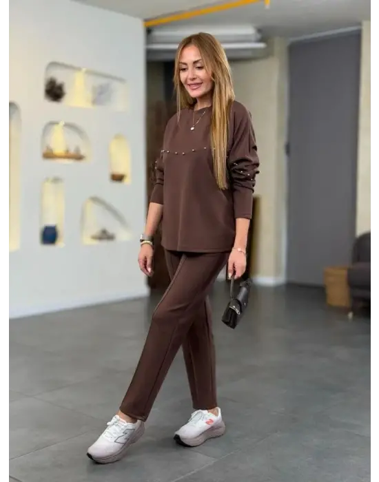 Kadın Inci Detay Modal Kumaş Ikili Takım