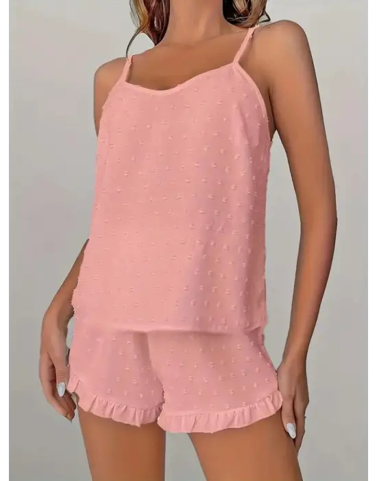 Kadın Ip Askılı Atlet Ve Alt Pon Pon Aerobin Short Takım