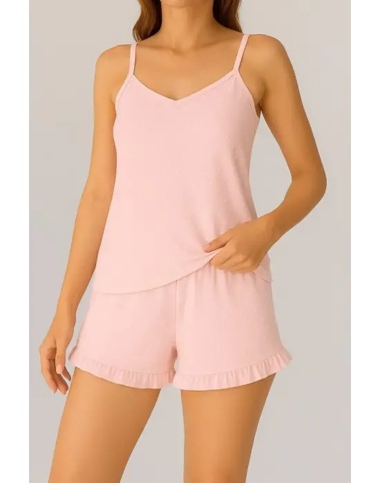 Kadın Ip Askılı Atlet Ve Alt Pon Pon Aerobin Short Takım