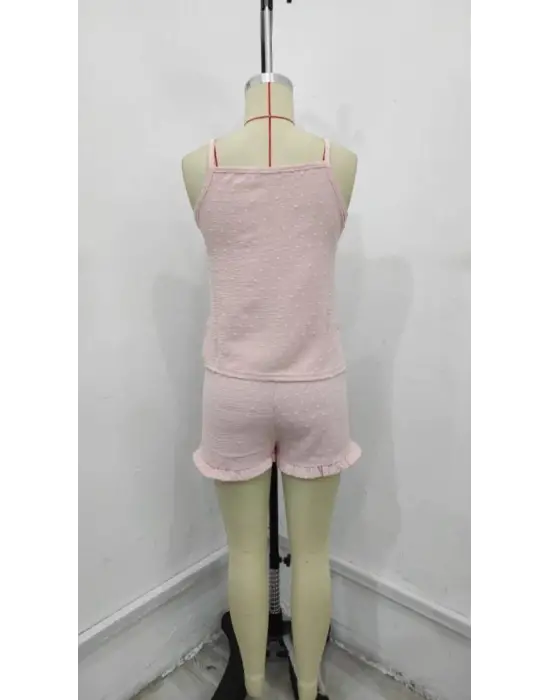 Kadın Ip Askılı Atlet Ve Alt Pon Pon Aerobin Short Takım