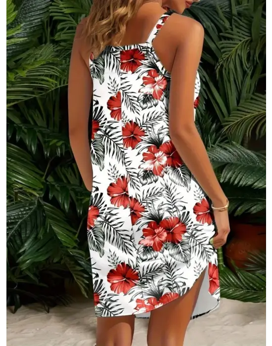 Kadın Ip Askılı çiçek Desenli Süprem Elbise