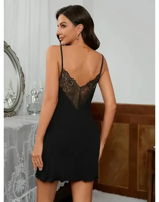 Kadın Ip Askılı Dantelli Sandy Gecelik