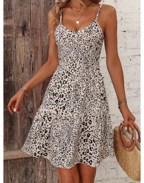 Omarı Fırfırlı Sırt Bağlamalı Elbise