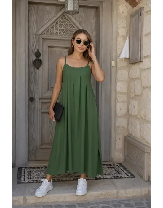 Kadın Ip Askılı V Yakalı Asimetrik Detaylı Aerobin Elbise