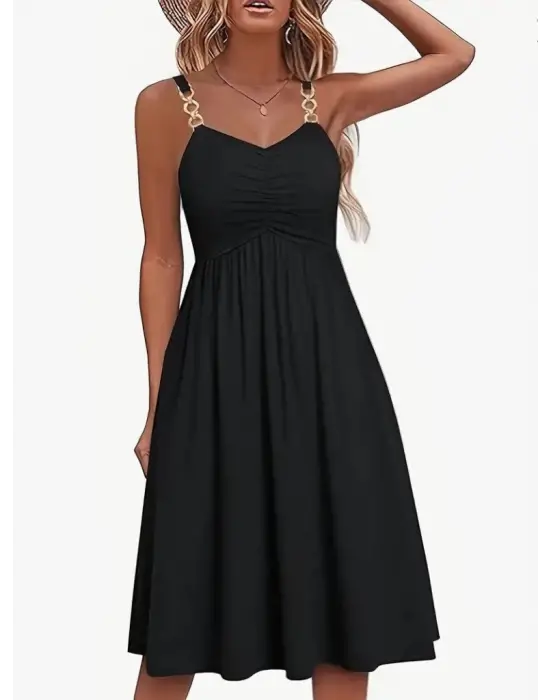 Omarı Zarif V Yakalı Kadın Kısa Elbise