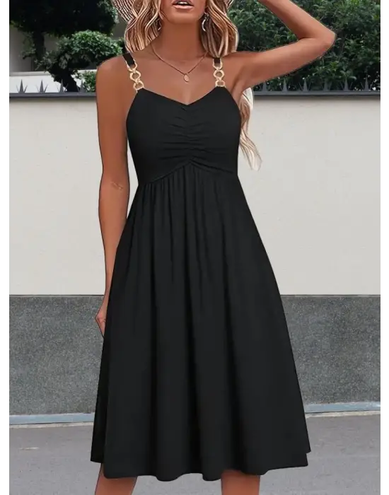 Omarı Zarif V Yakalı Kadın Kısa Elbise