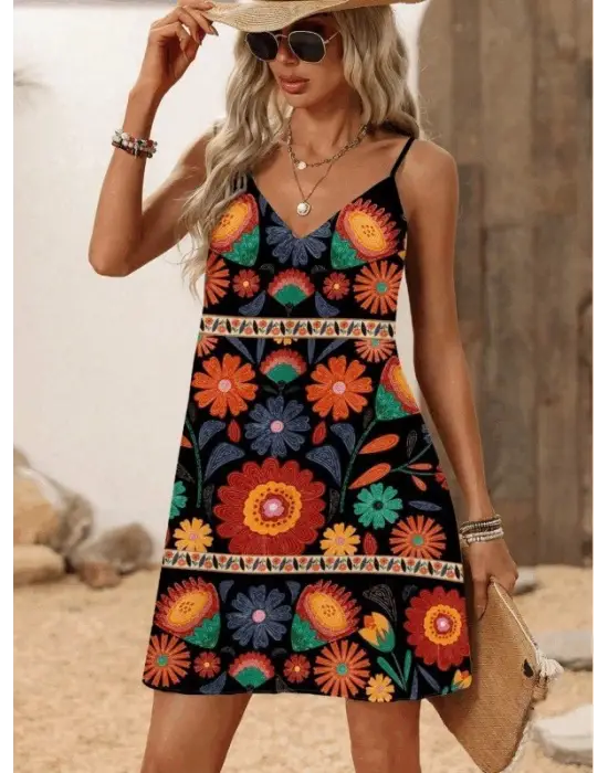 Kadın Ip Askılı V Yakalı Süprem Elbise