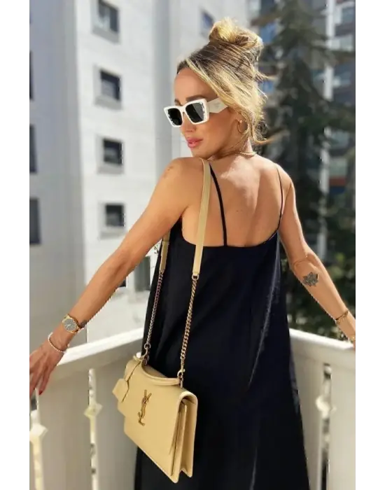 Kadın Ip Askılı V Yakalı Uzun Aerobin Elbise