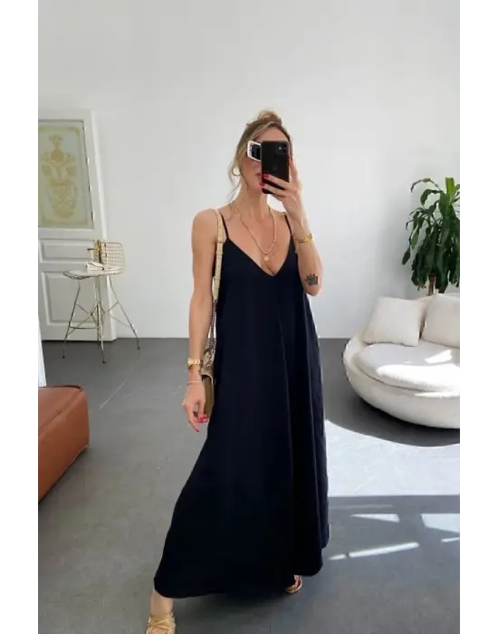 Omarı Uzun V Yakalı Aerobin Elbise