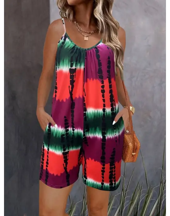 Kadın Ip Askılı Yuvarlak Yaka Cepli Kısa şort Süprem Takım