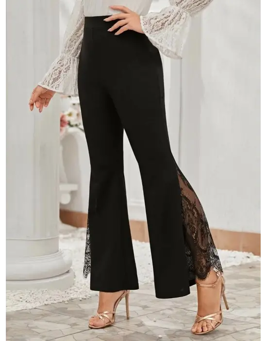 Kadın Ispanyol Paça Dantel Detay Dalgıç Tayt Kadın Giyim