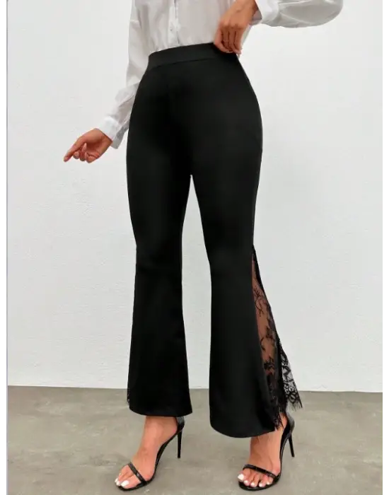 Kadın Ispanyol Paça Dantel Detay Dalgıç Tayt Kadın Giyim