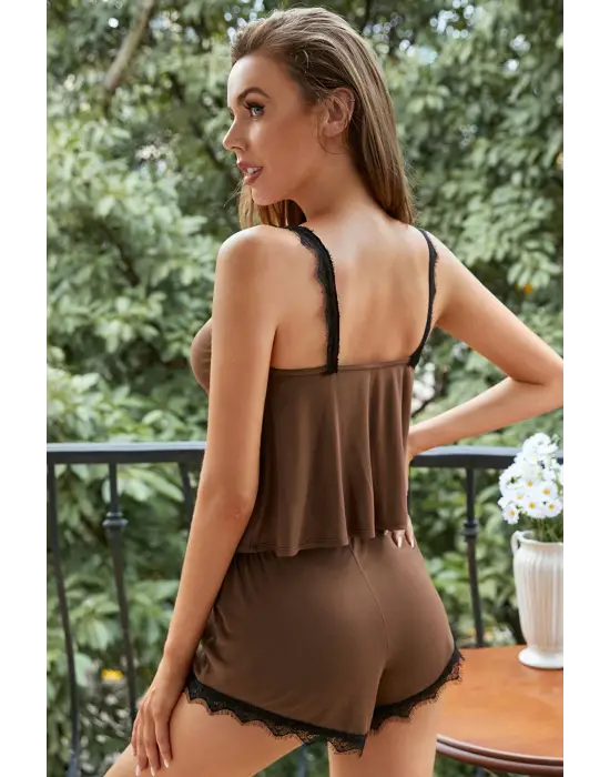 Omarı Rahat ve Şık Dantelli Kadın Pijama Takımı