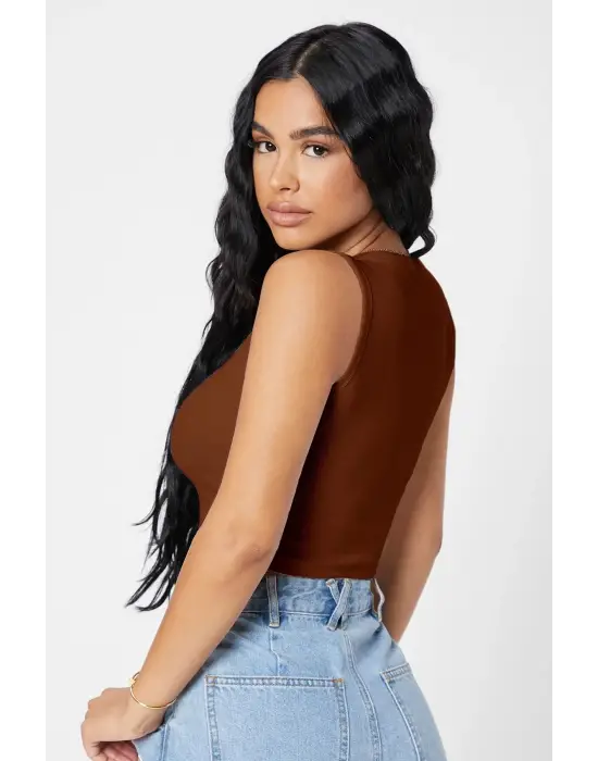 Omarı Şık Kare Yaka Crop Top Bluz