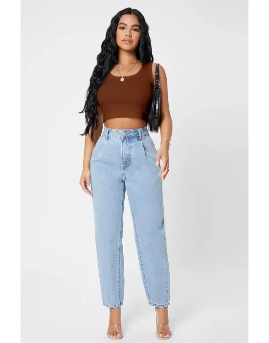 Omarı Şık Kare Yaka Crop Top Bluz