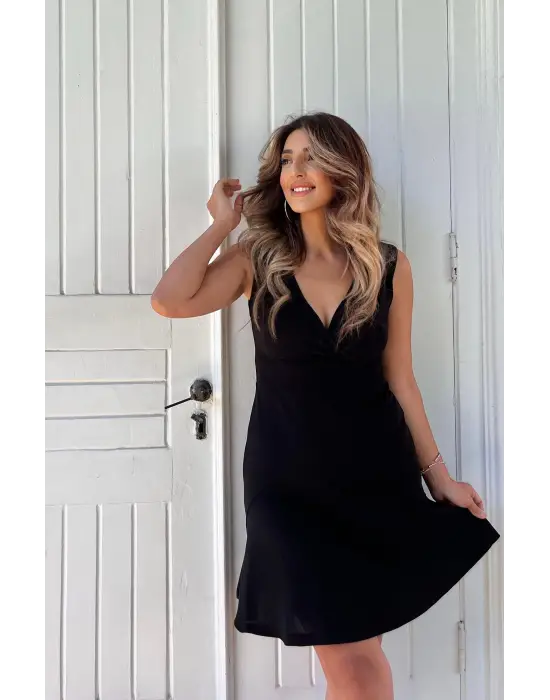 Omarı Volan Detaylı Kadın Krep Elbise