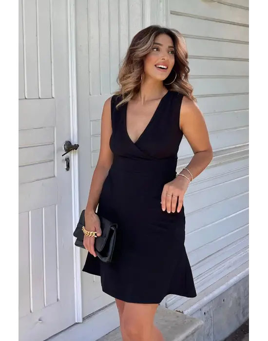 Omarı Volan Detaylı Kadın Krep Elbise