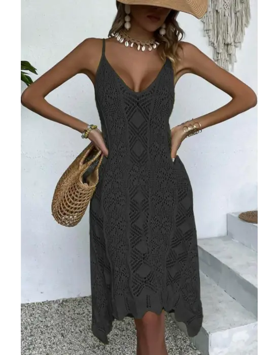 Kadın Kalın Askılı Triko Elbise