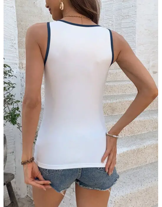 Kadın Kalp Yaka çıpa Baskılı Süprem Bluz