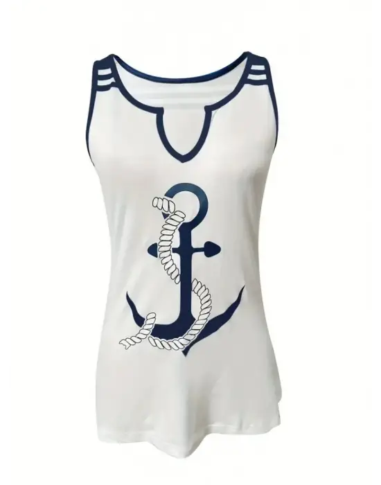 Kadın Kalp Yaka çıpa Baskılı Süprem Bluz