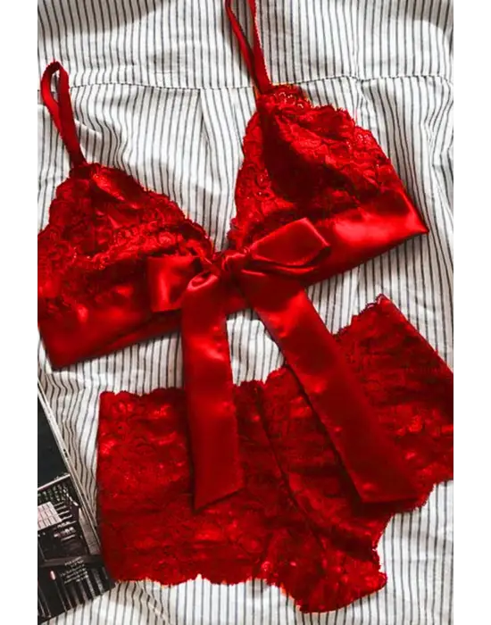 Omarı Etek Altı Görünmez Dantel Sütyen Külot Seti