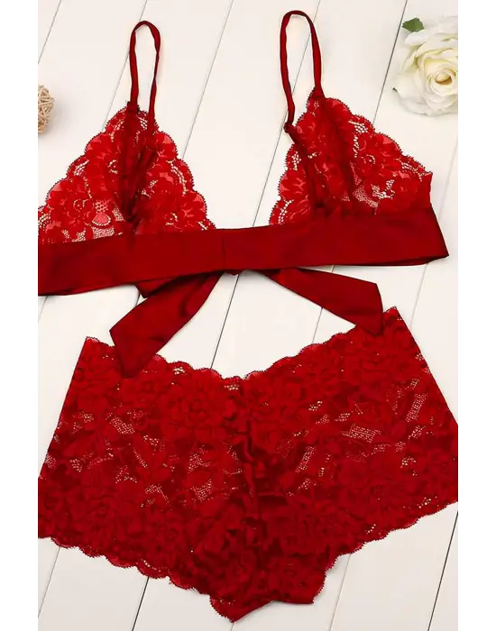 Omarı Etek Altı Görünmez Dantel Sütyen Külot Seti