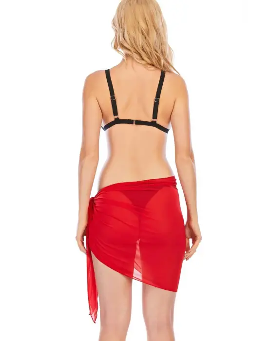 Omarı Şık Kırmızı Belden Bağlamalı Pareo