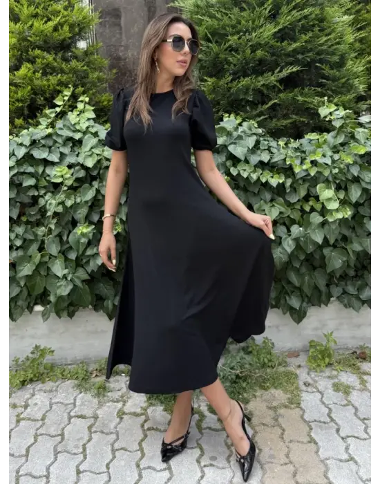 Omarı Kadın Geniş Kesim Balon Kollu Elbise