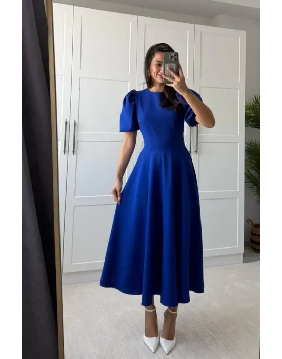 Omarı Kadın Geniş Kesim Balon Kollu Elbise